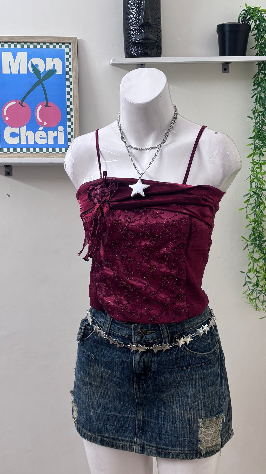 maroon sequin top