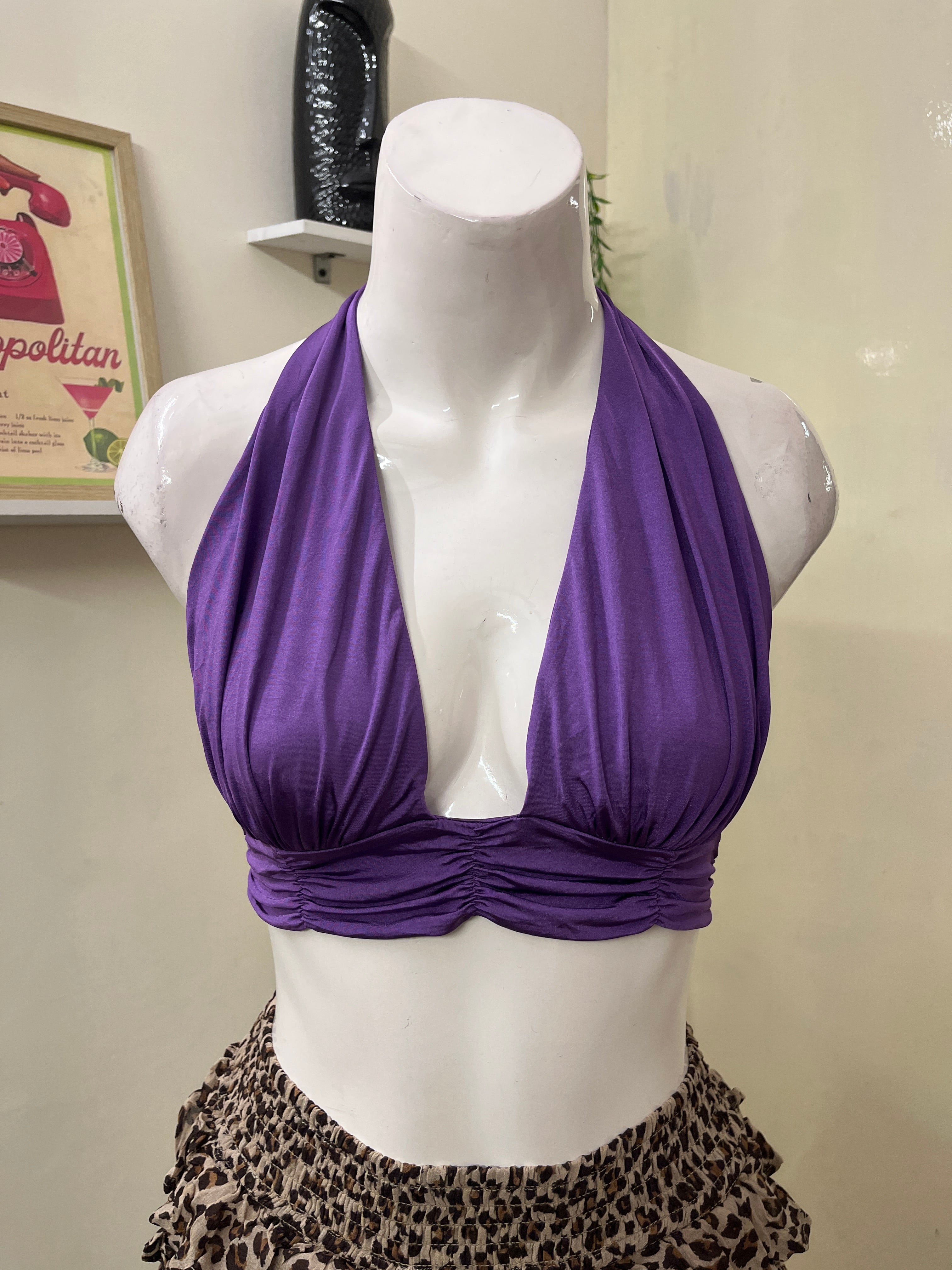 Backless halter top