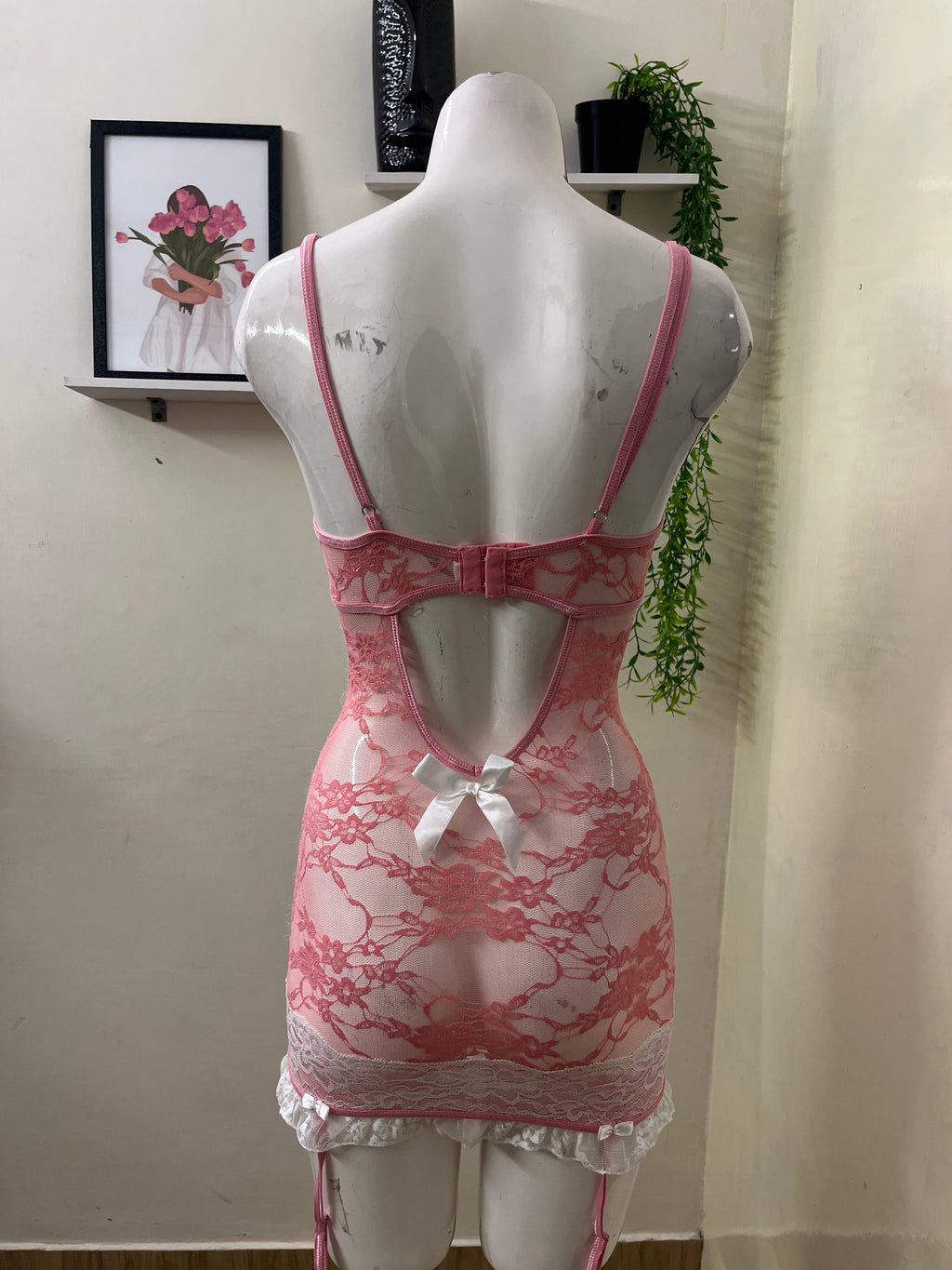 Lace and mesh one piece