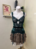 Green lace velvet