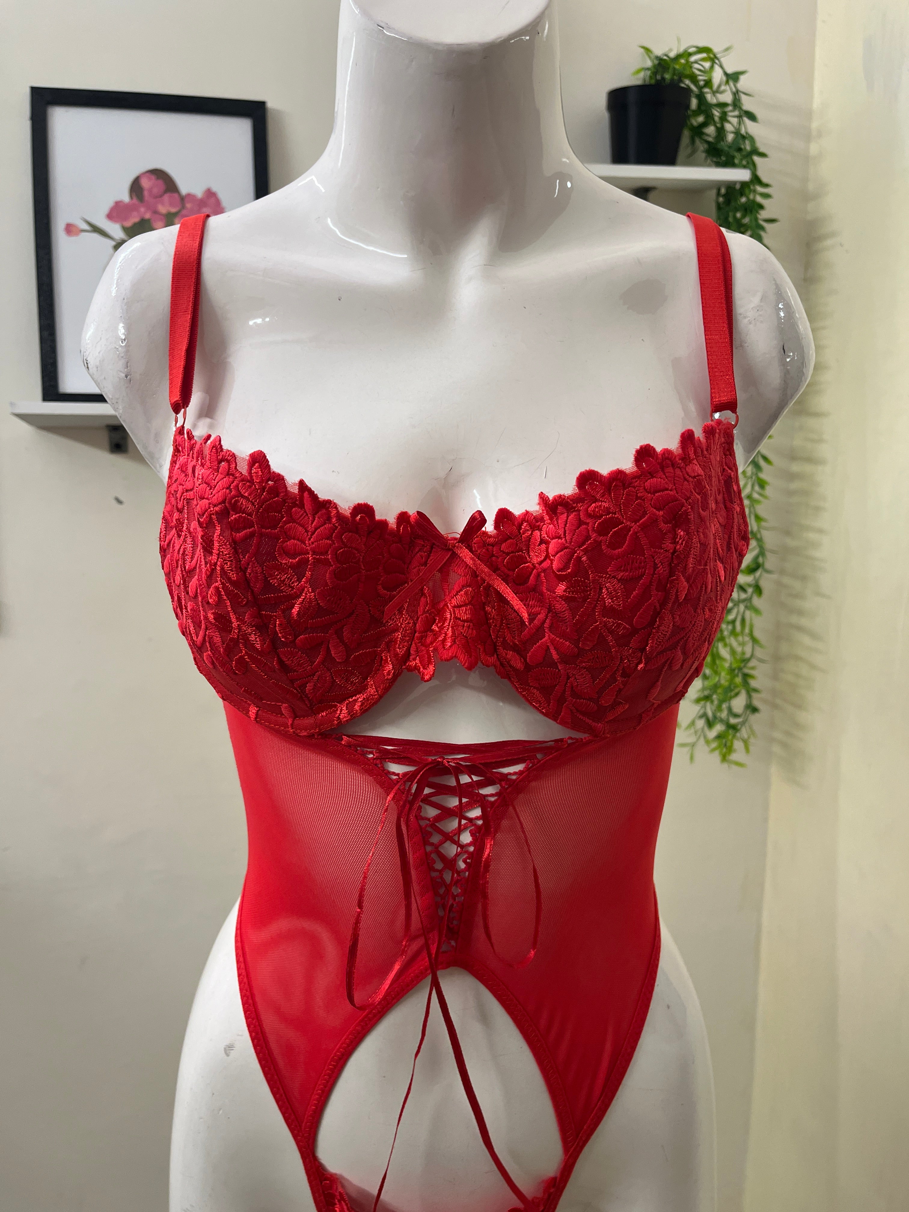 Lace and mesh bodysuit