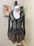Sheer mesh floral blouse