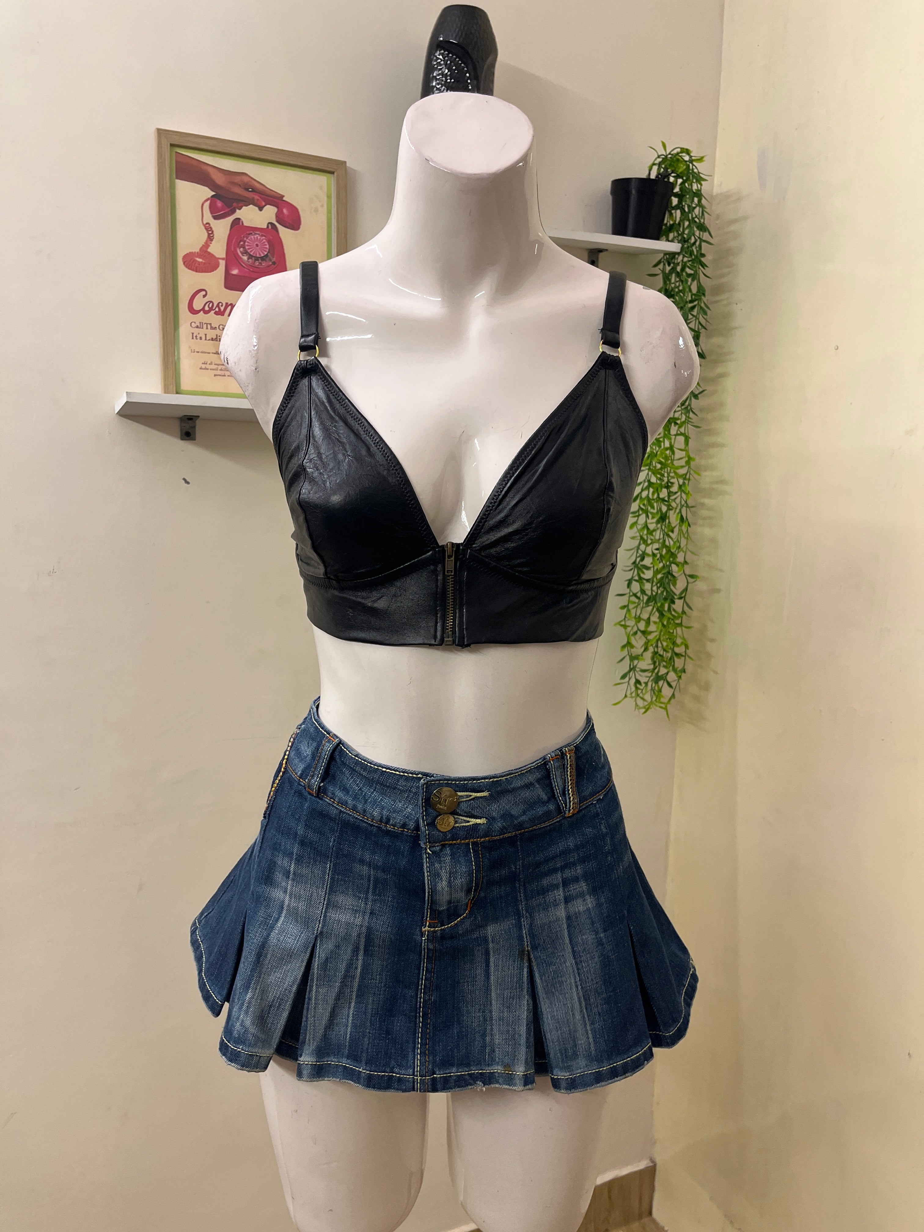 Leather bra top