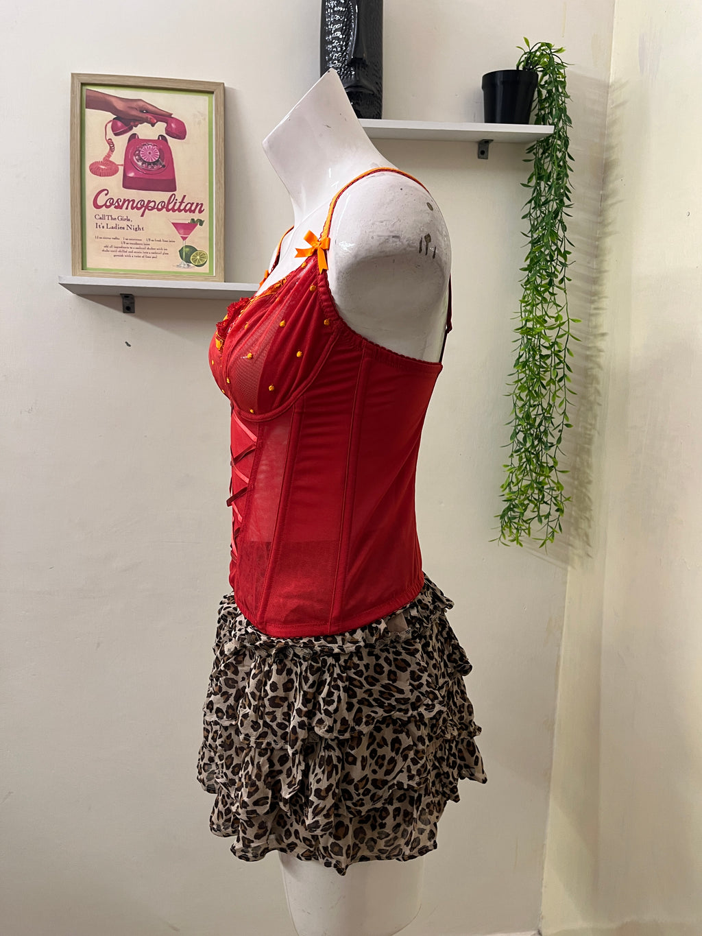 Red mesh corset