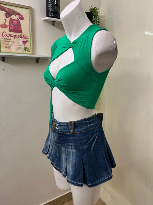 Asymmetrical cutout crop top