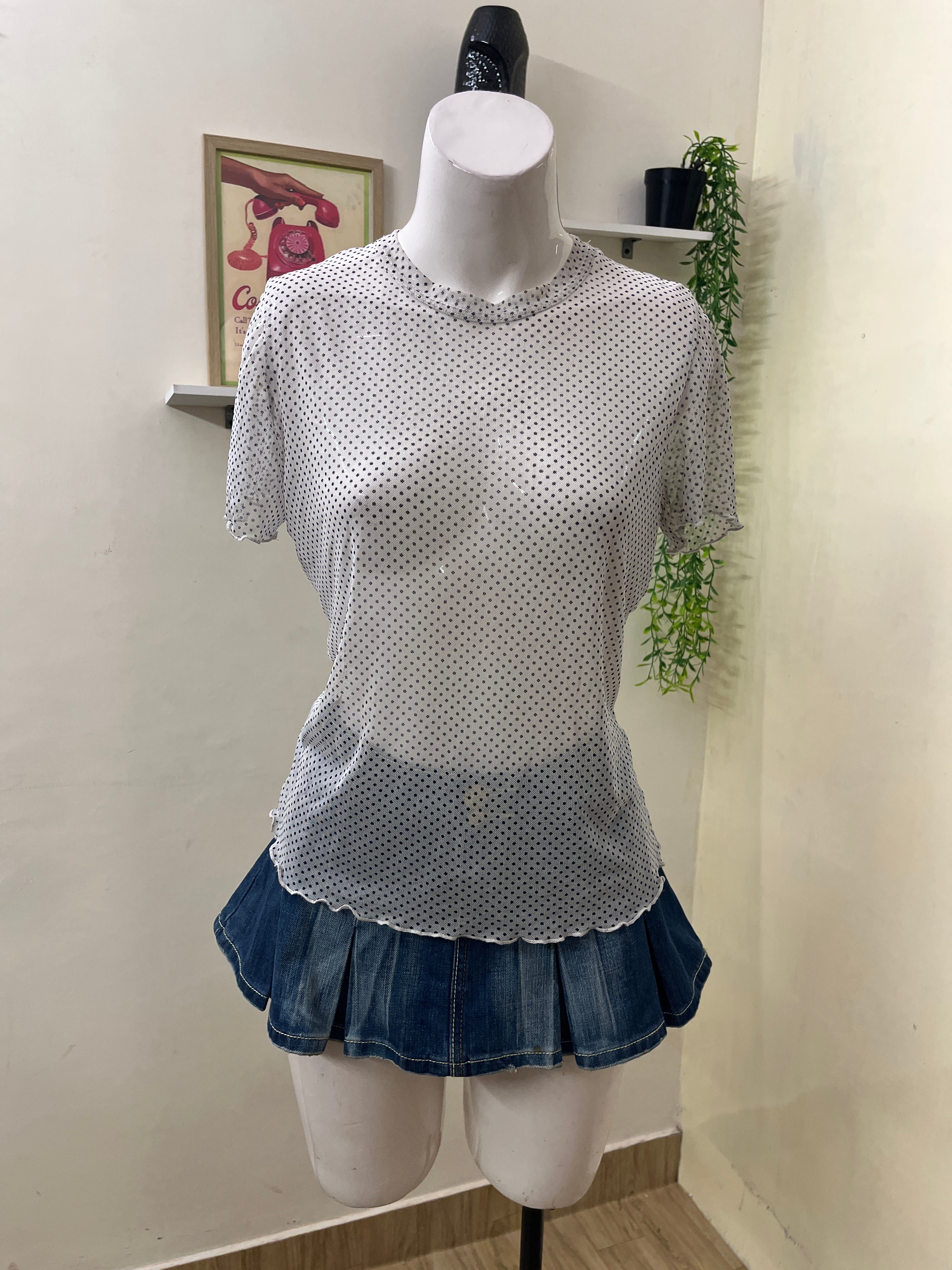polka dot mesh top