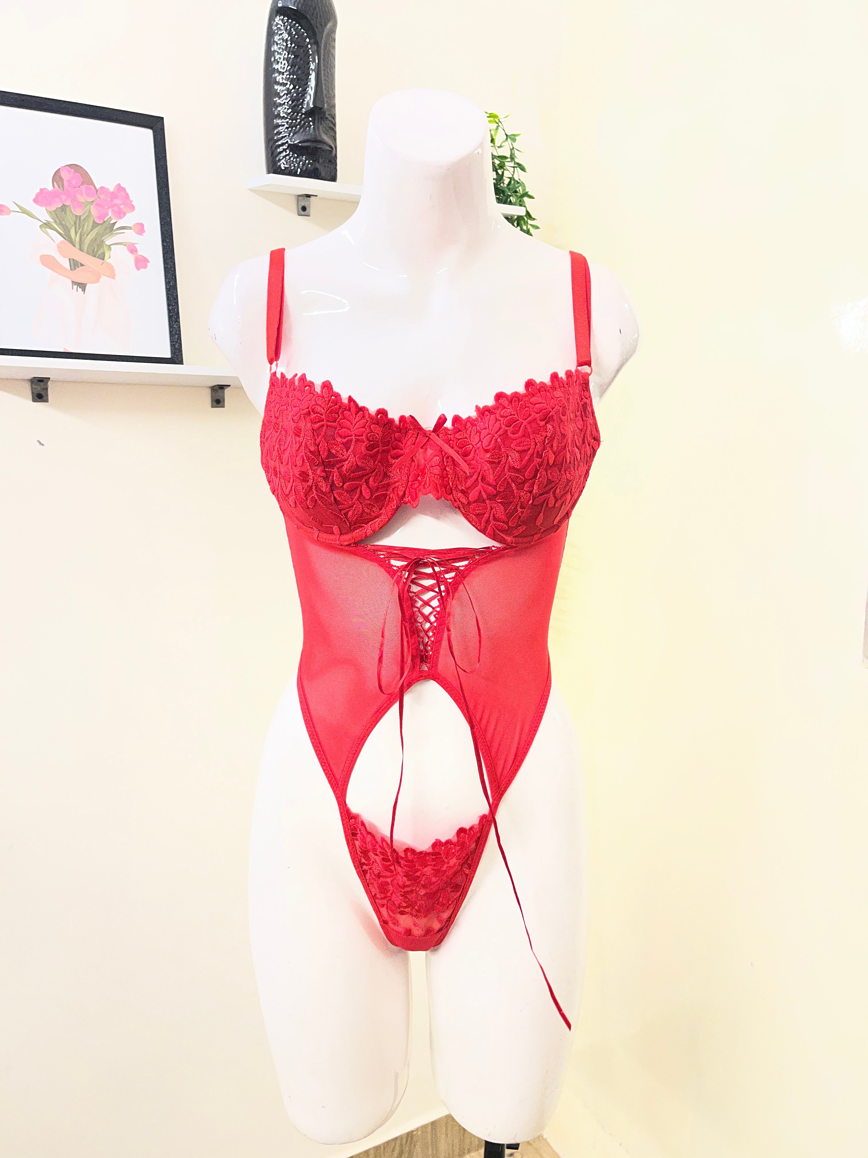 Lace and mesh bodysuit
