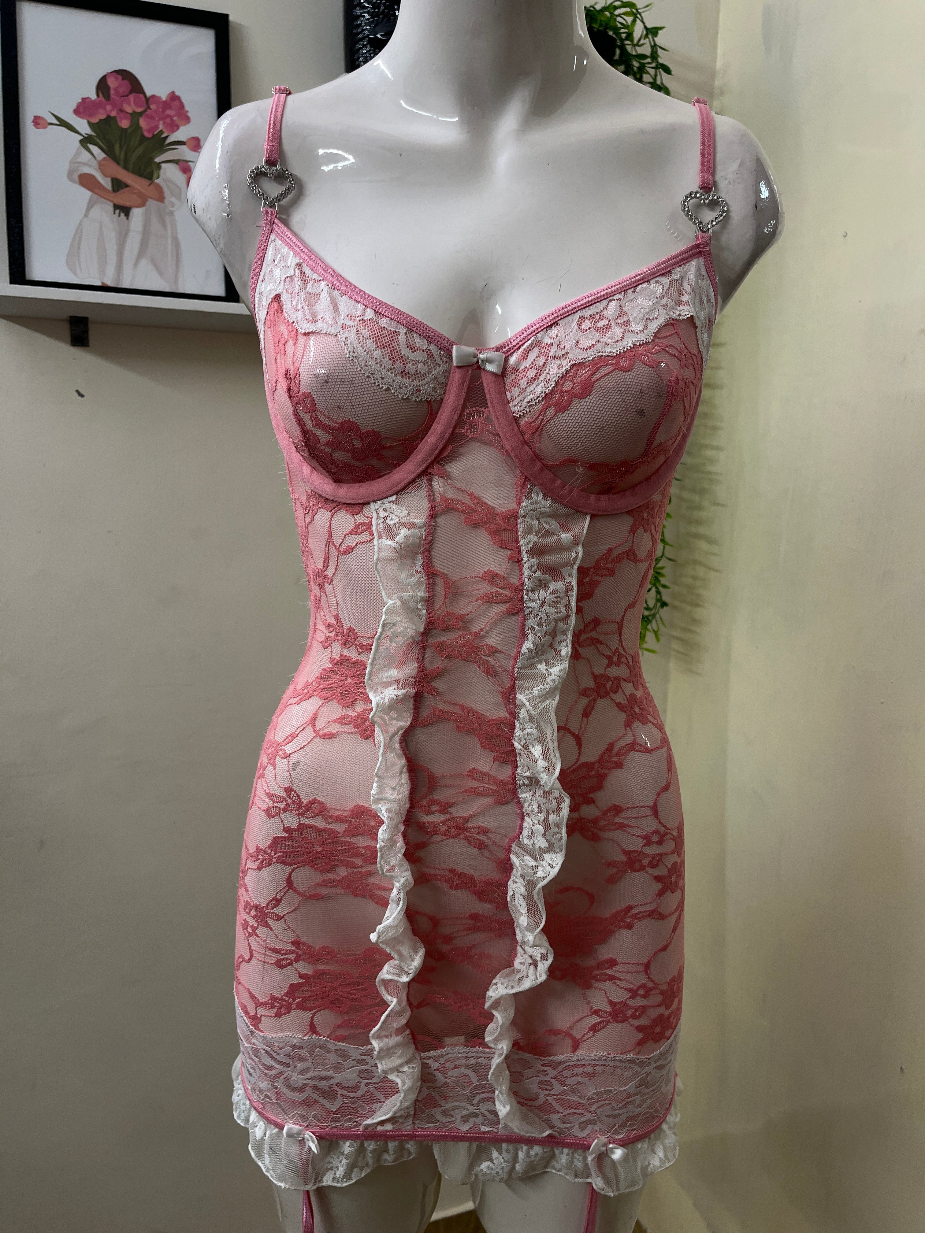 Lace and mesh one piece