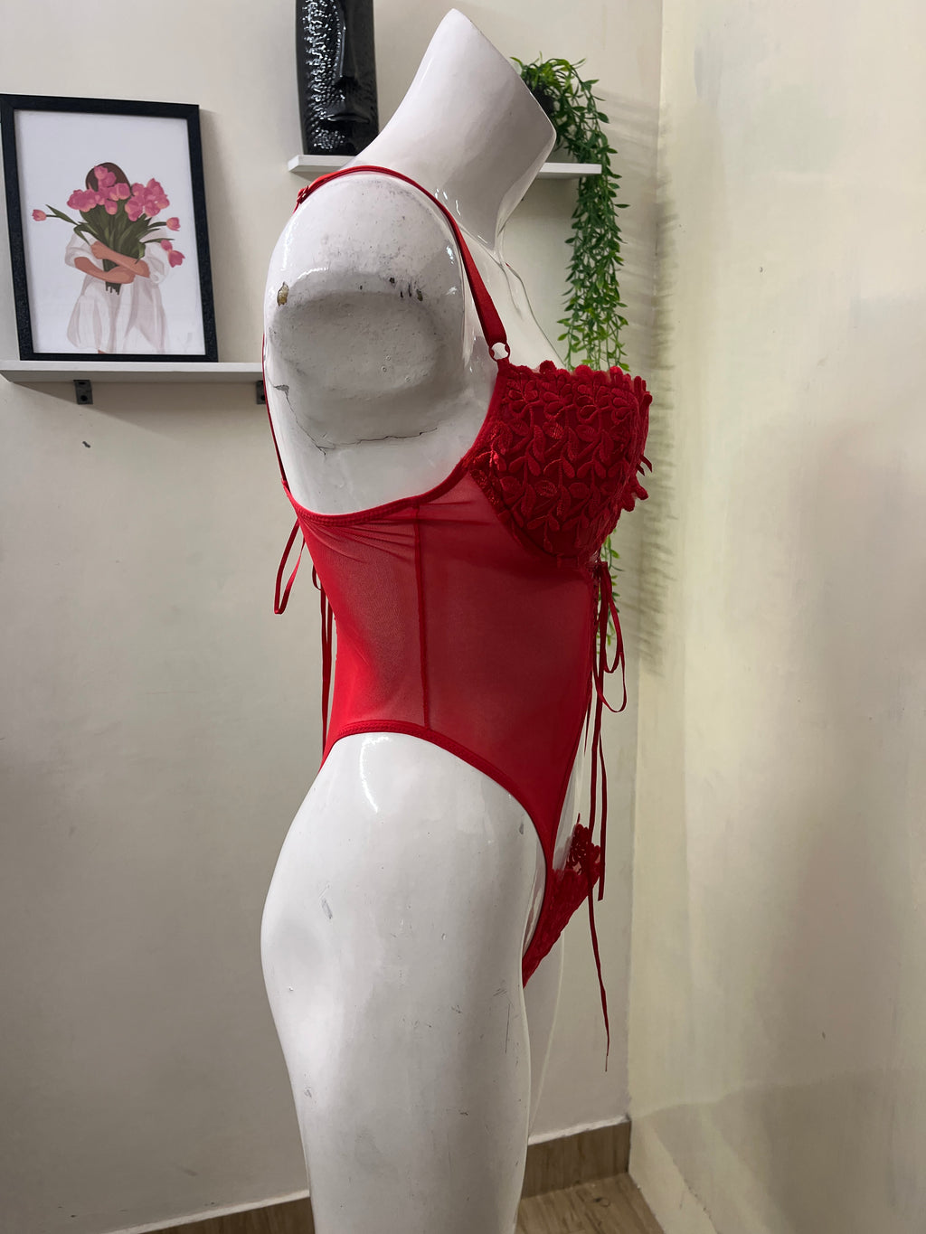 Lace and mesh bodysuit