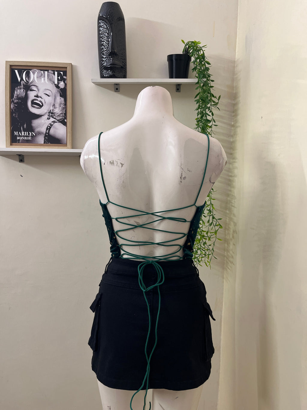 Backless velvet star top