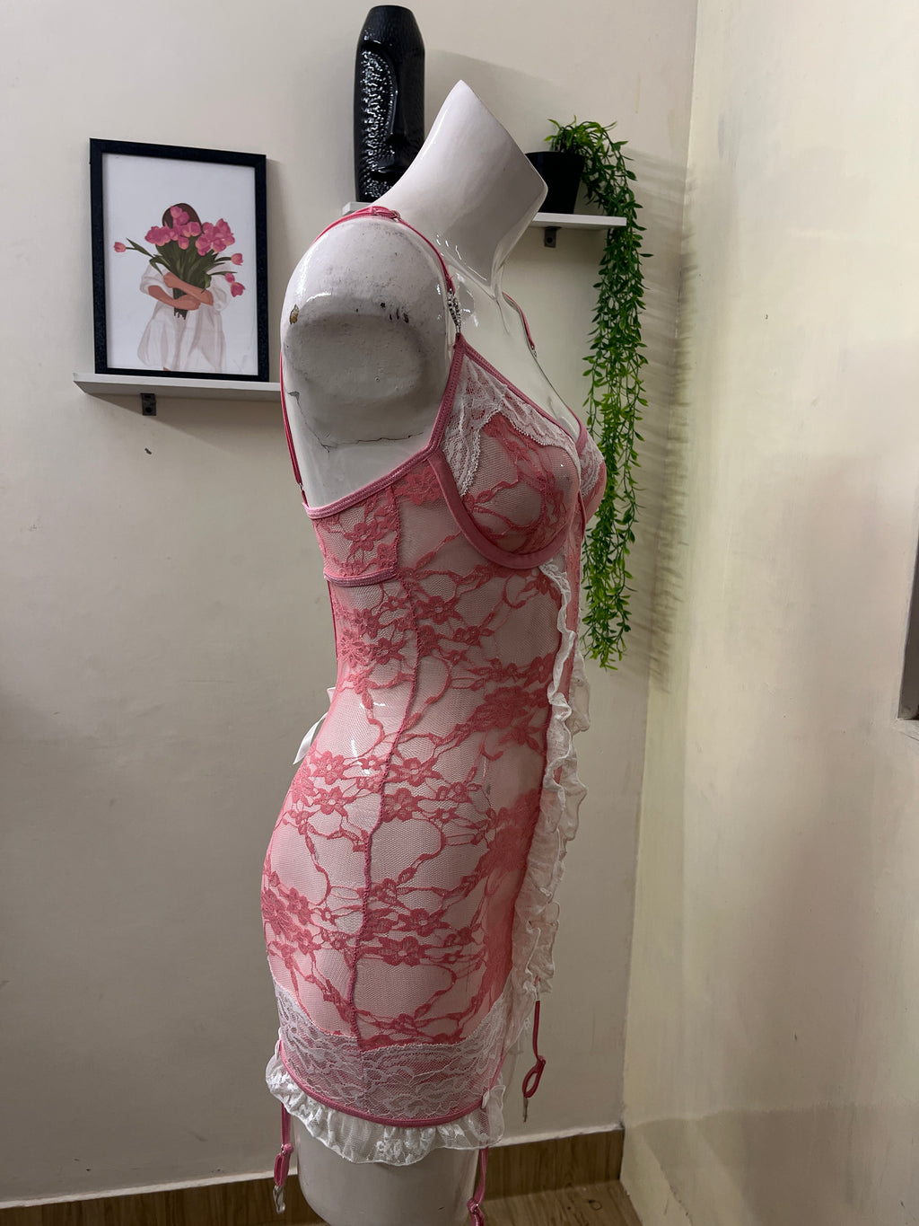 Lace and mesh one piece