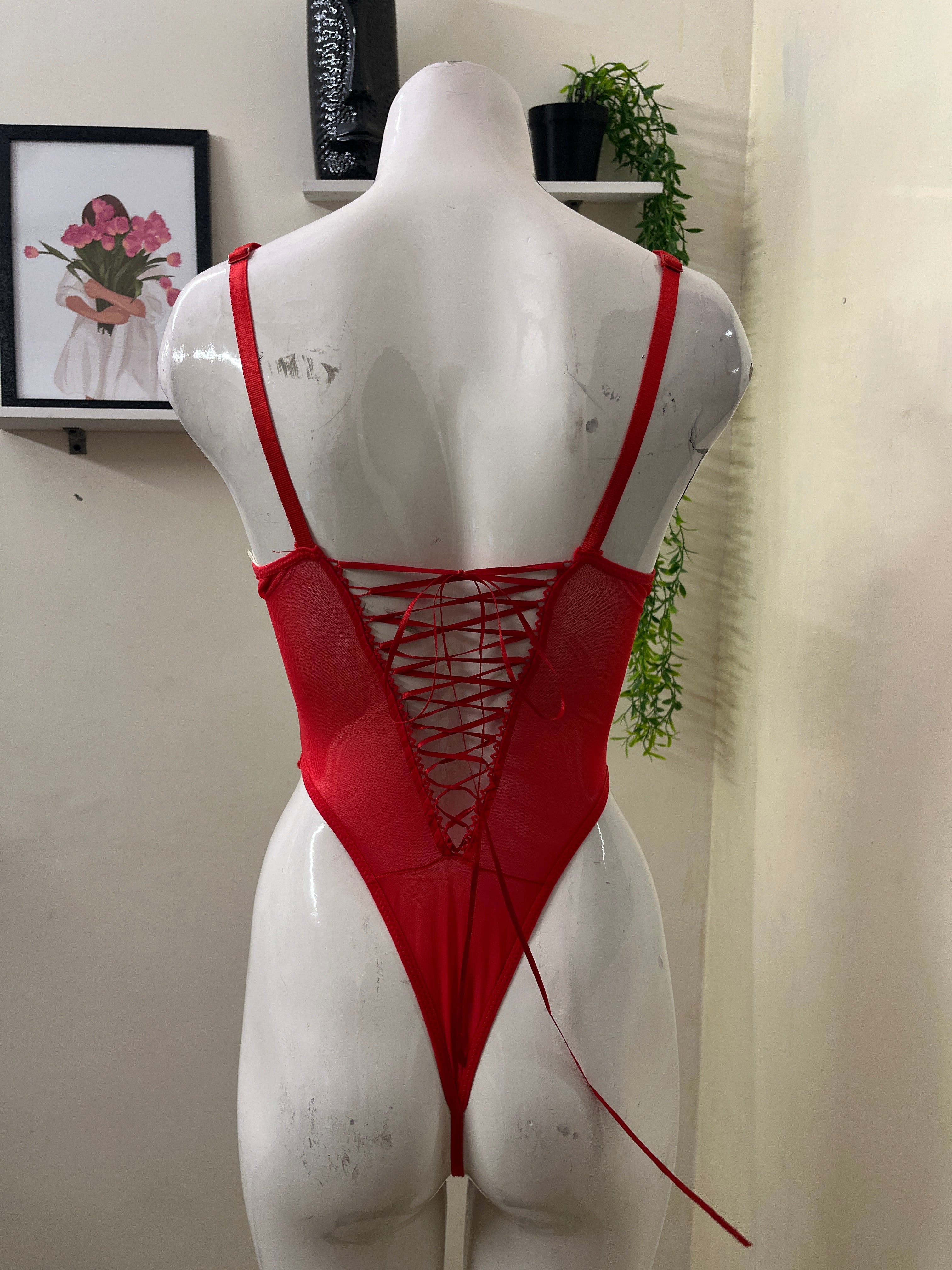Lace and mesh bodysuit