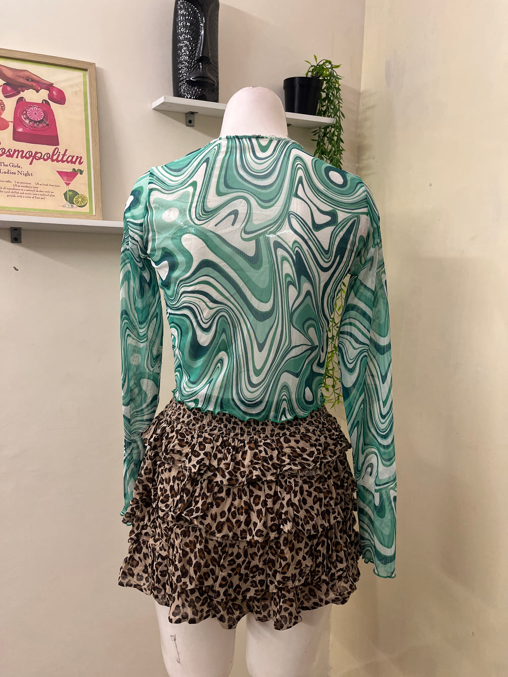 Printed mesh shirt
