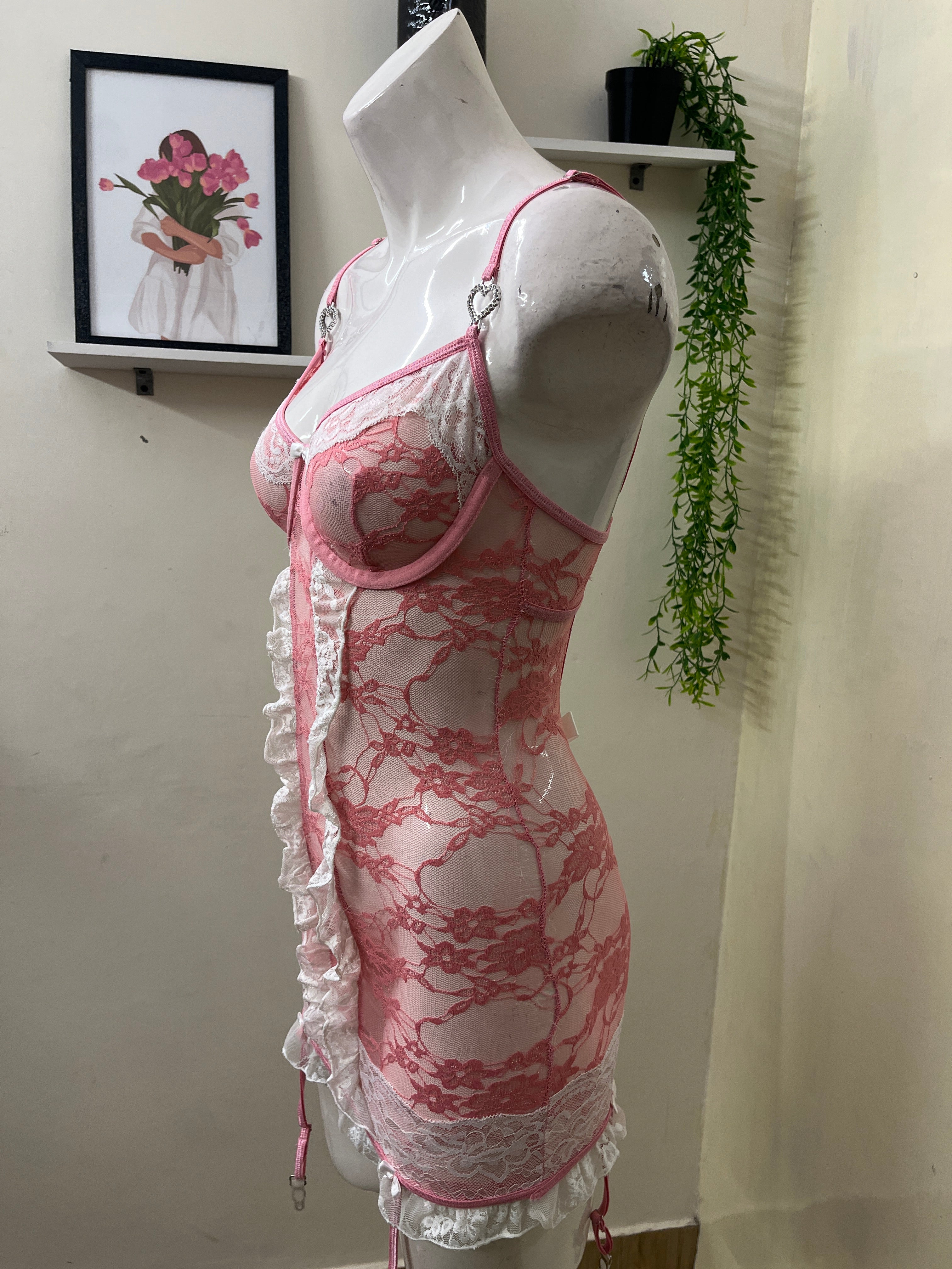 Lace and mesh one piece