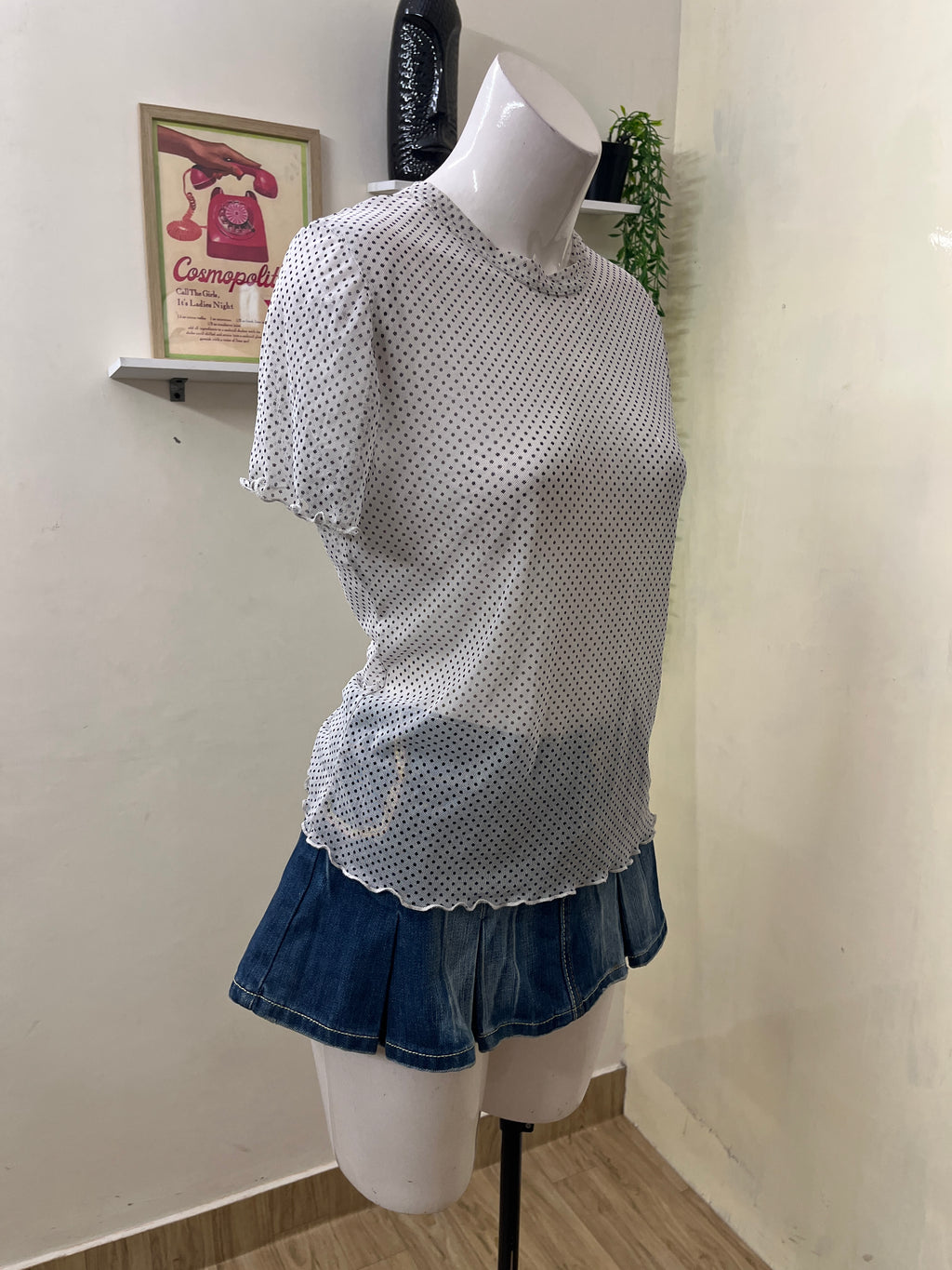 polka dot mesh top