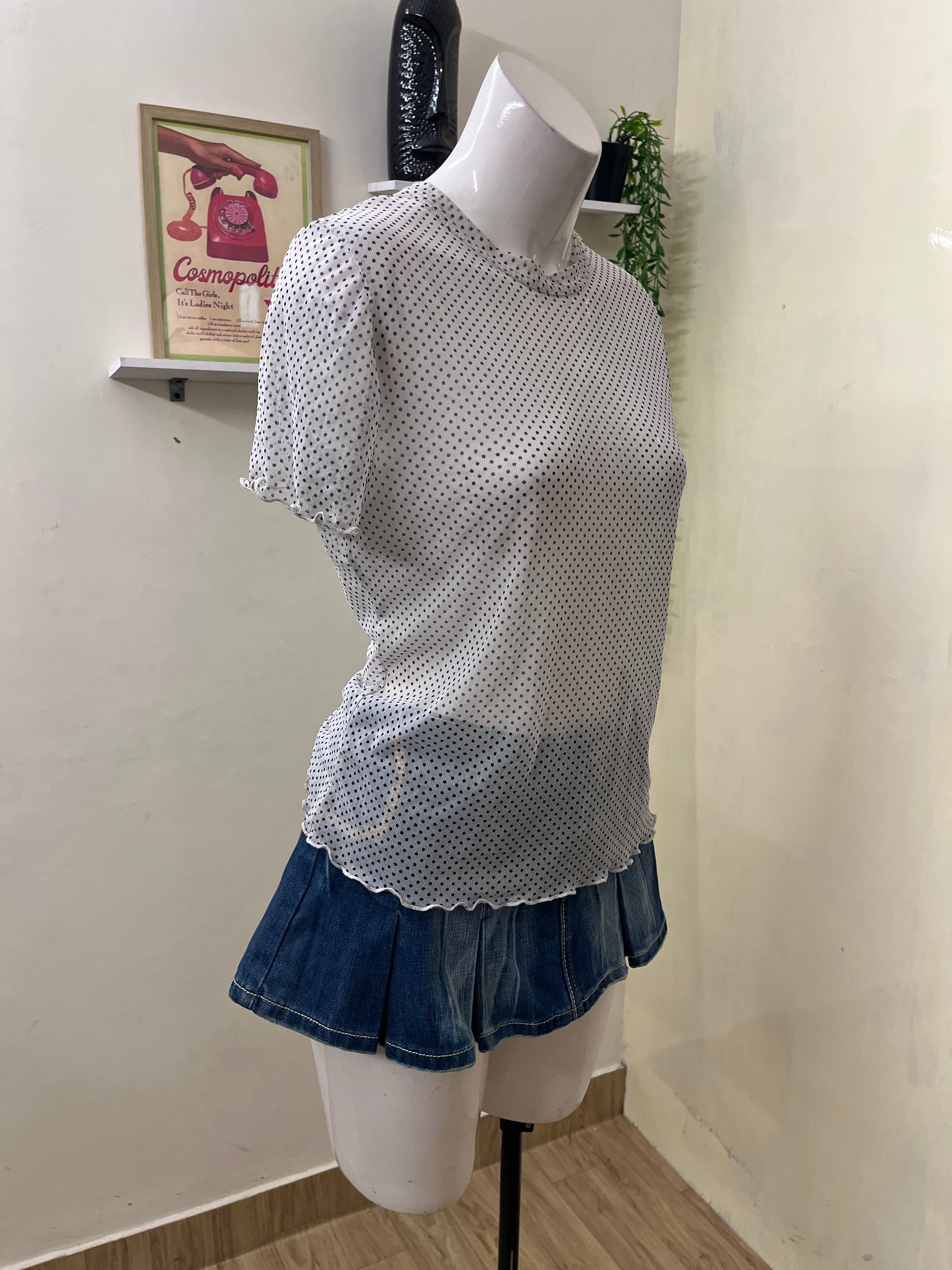 polka dot mesh top