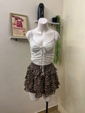 white ruched tie-front camisole