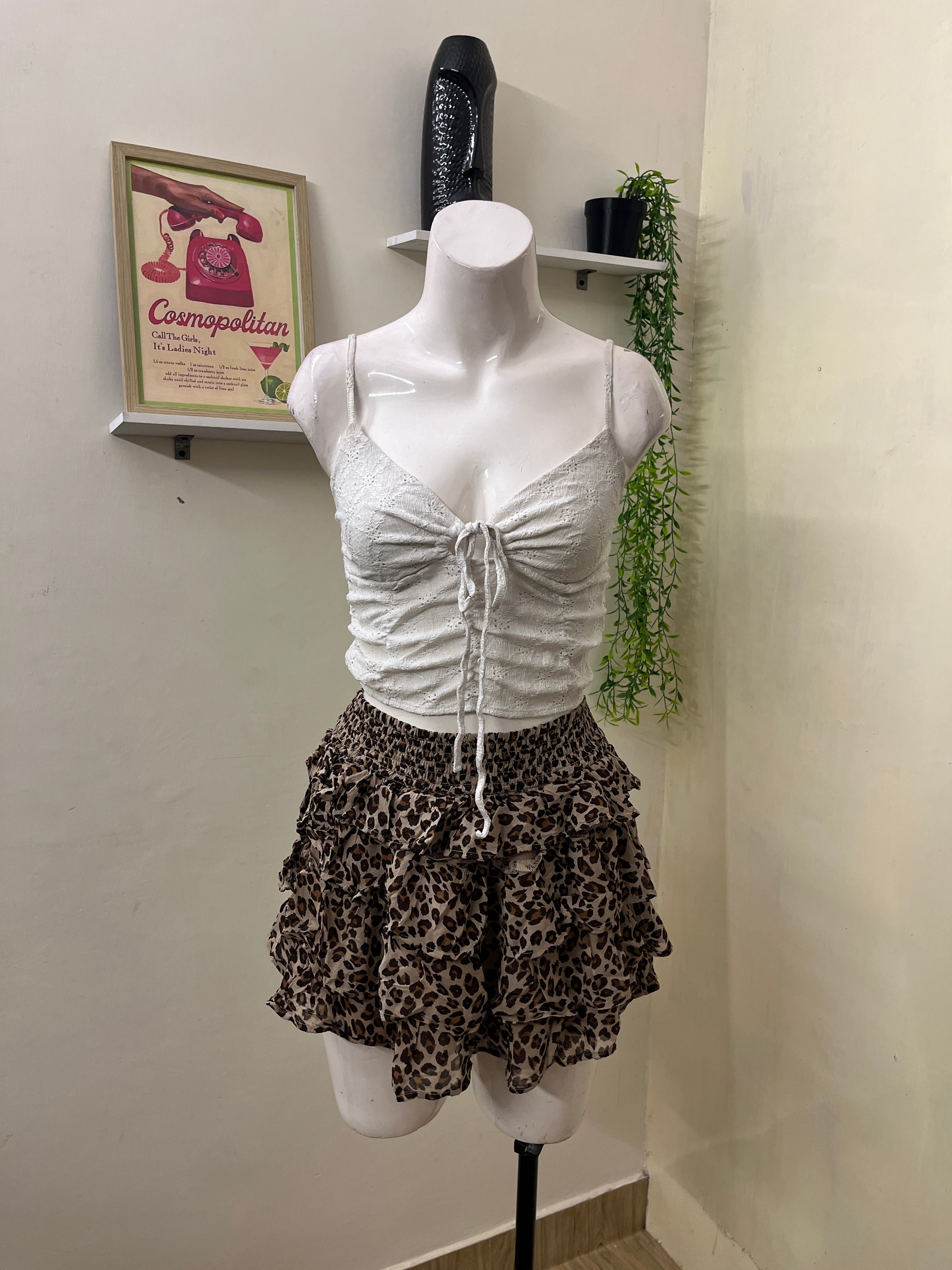 white ruched tie-front camisole