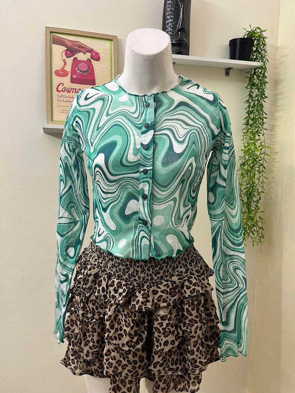Printed mesh shirt