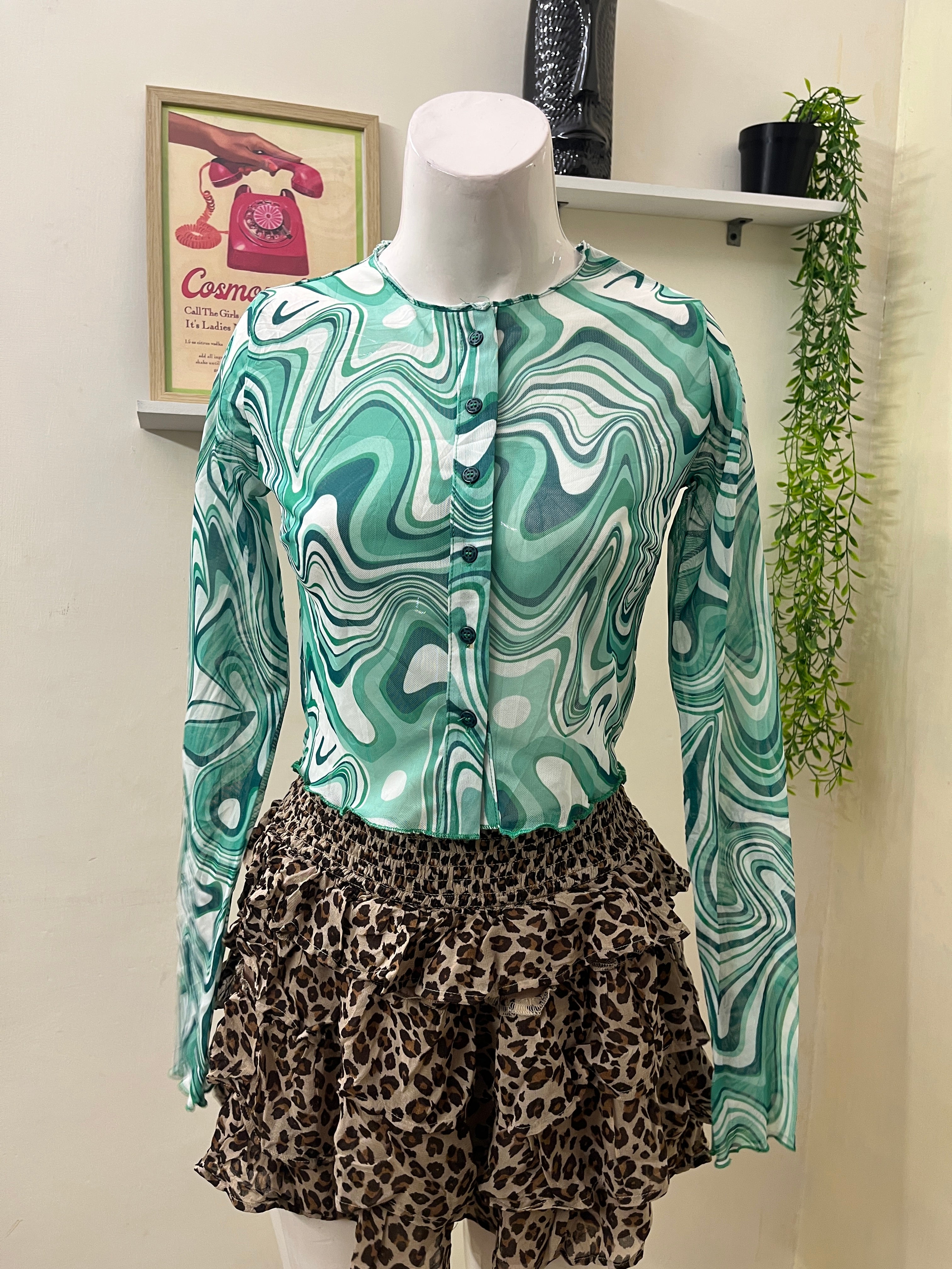 Printed mesh shirt