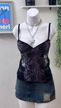 purple backless corset
