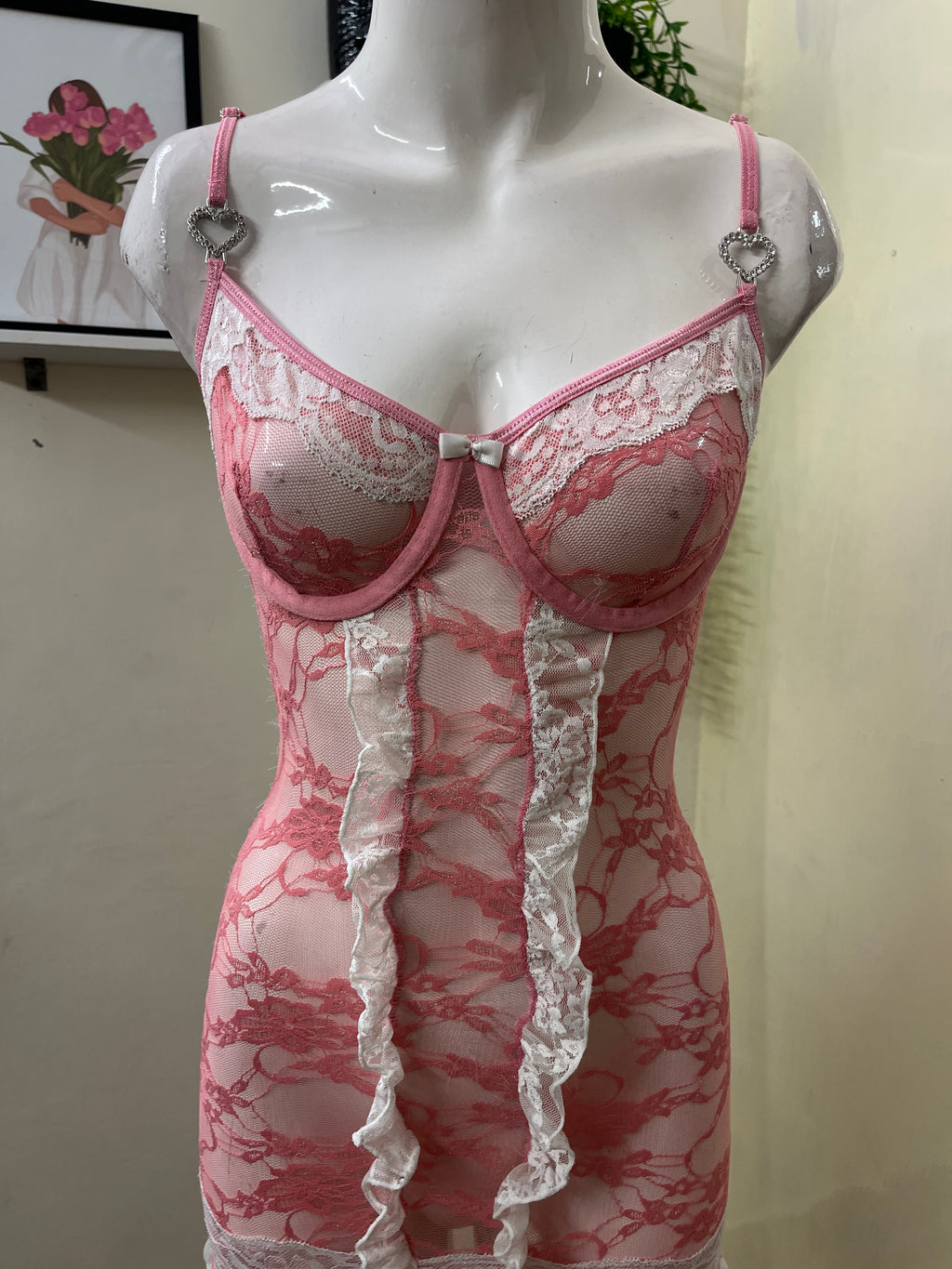 Lace and mesh one piece