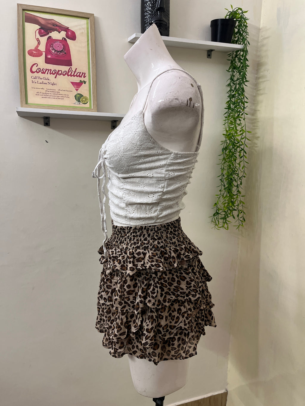 white ruched tie-front camisole