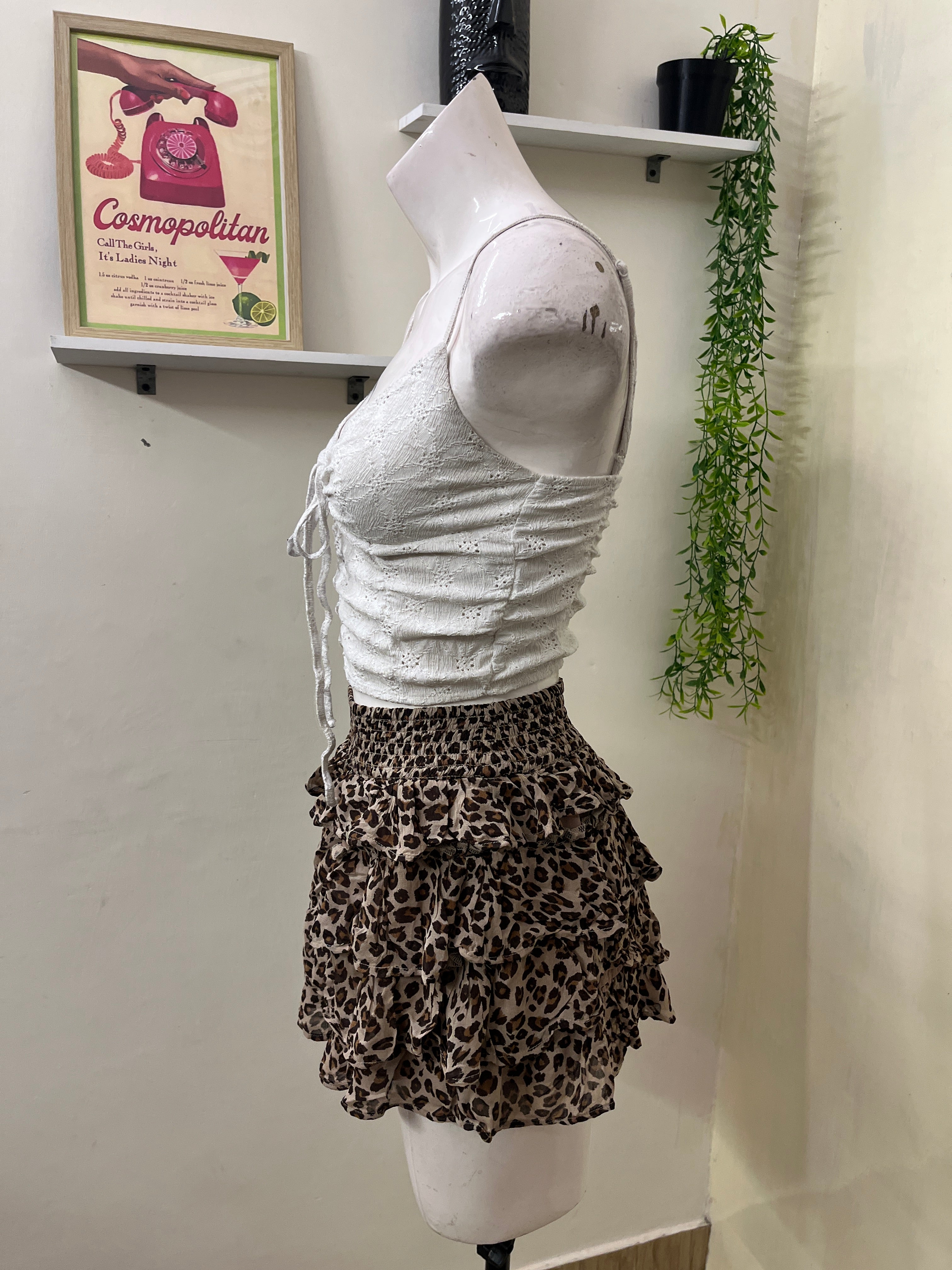 white ruched tie-front camisole