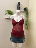 Y2K Embellished Mesh Cami Top