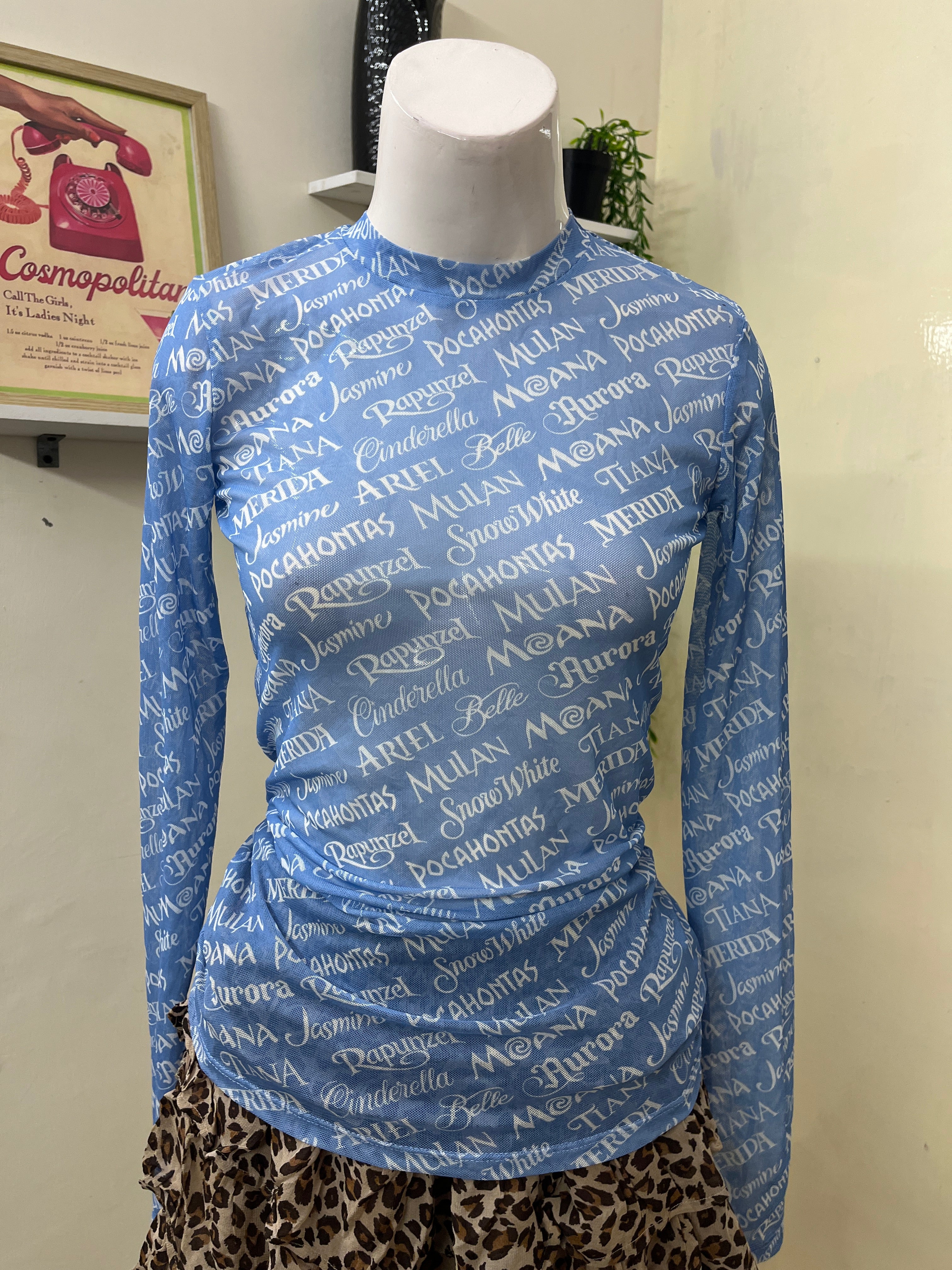 Disney printed mesh top
