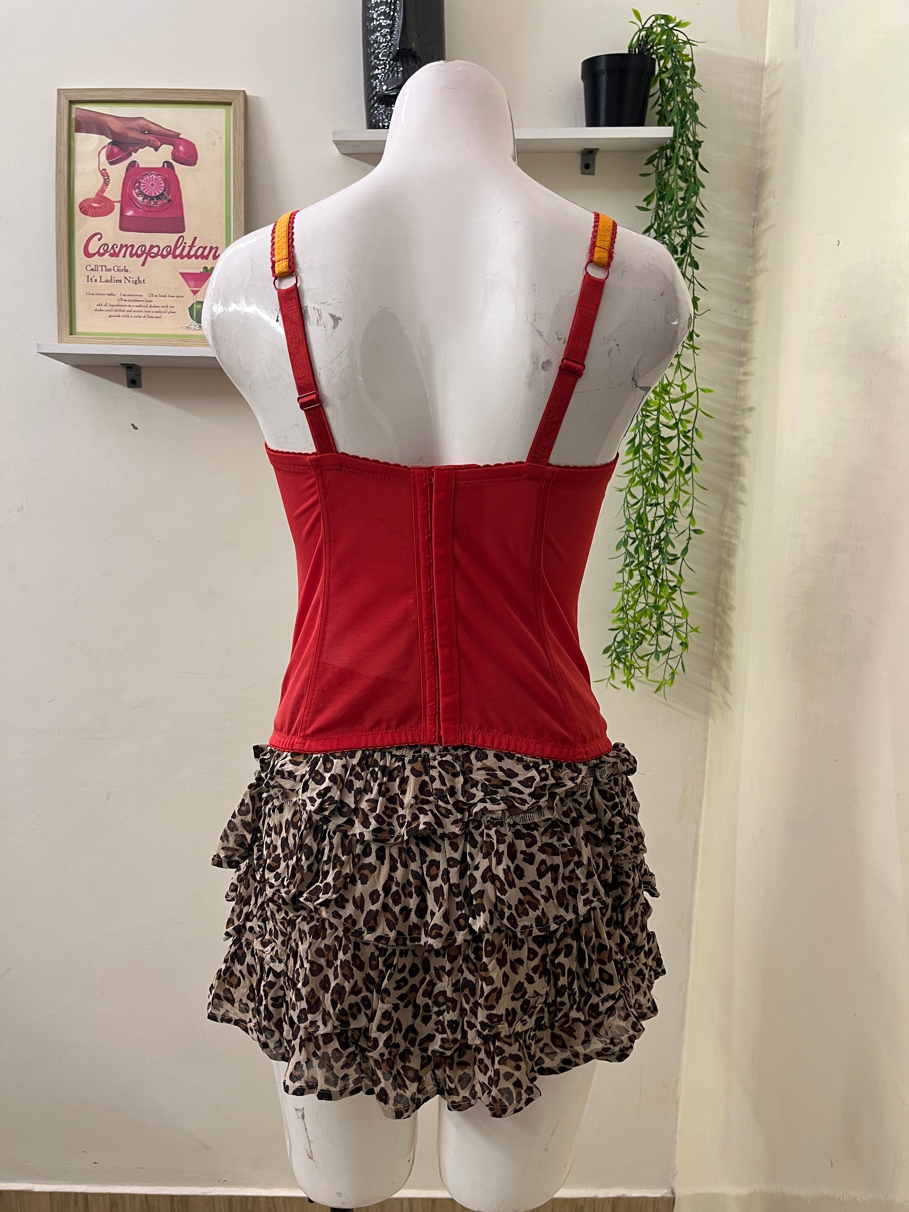 Red mesh corset