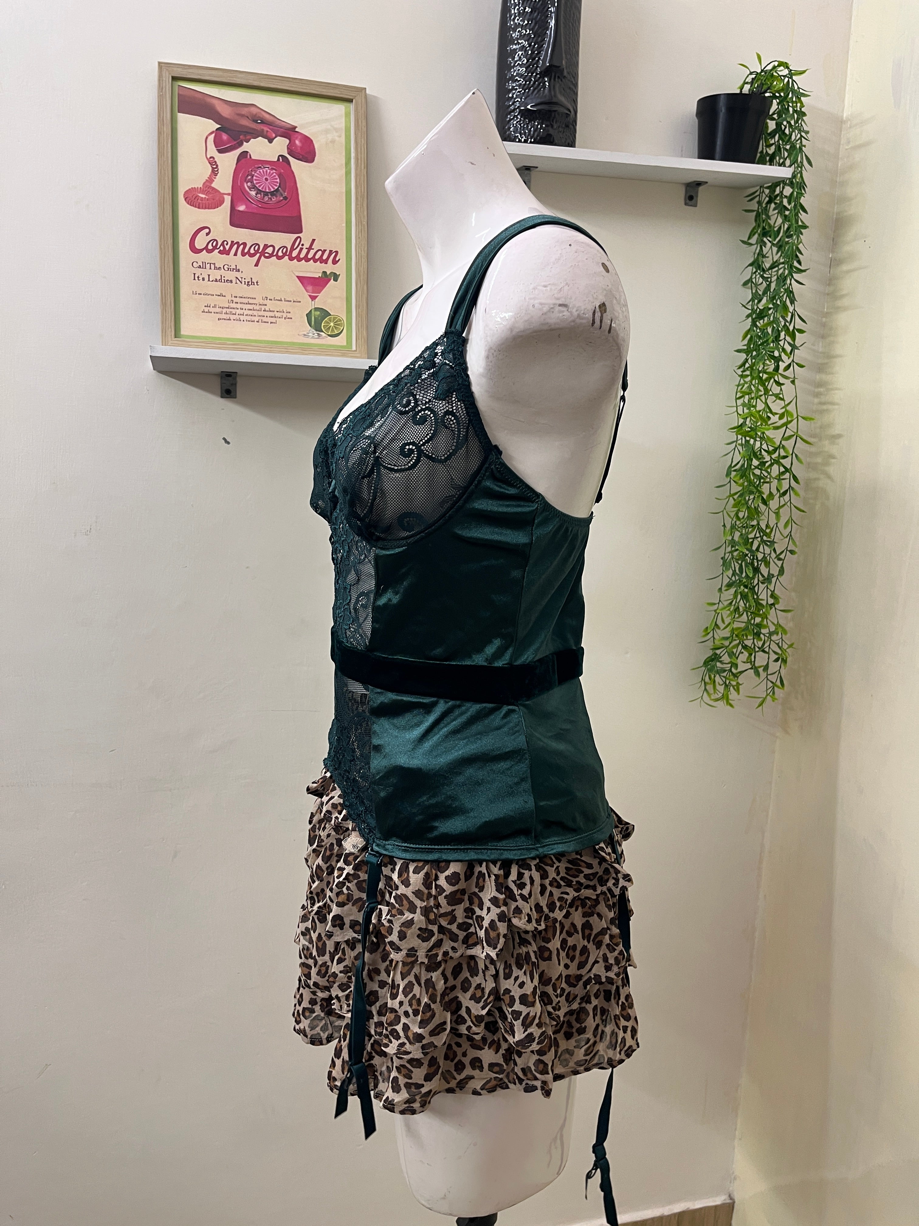 Green lace velvet