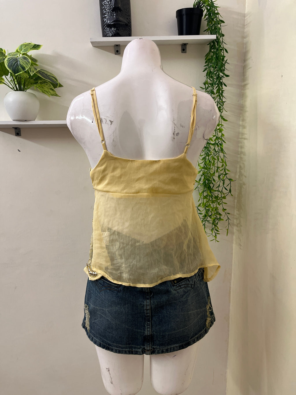 Y2K Embellished Mesh Cami Top