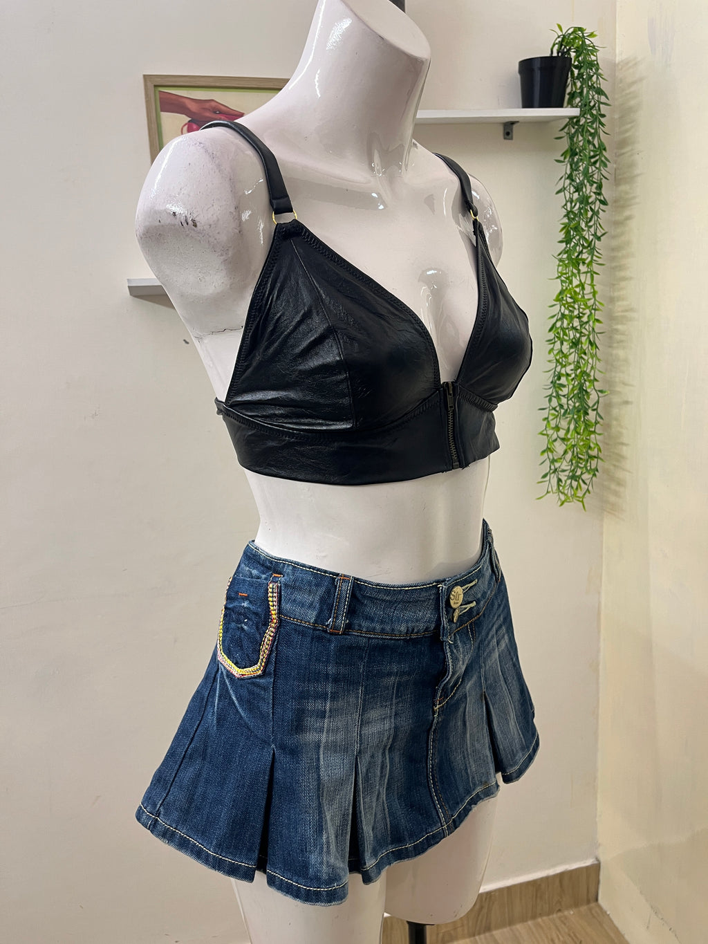 Leather bra top
