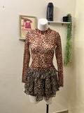 Leopard print mesh top