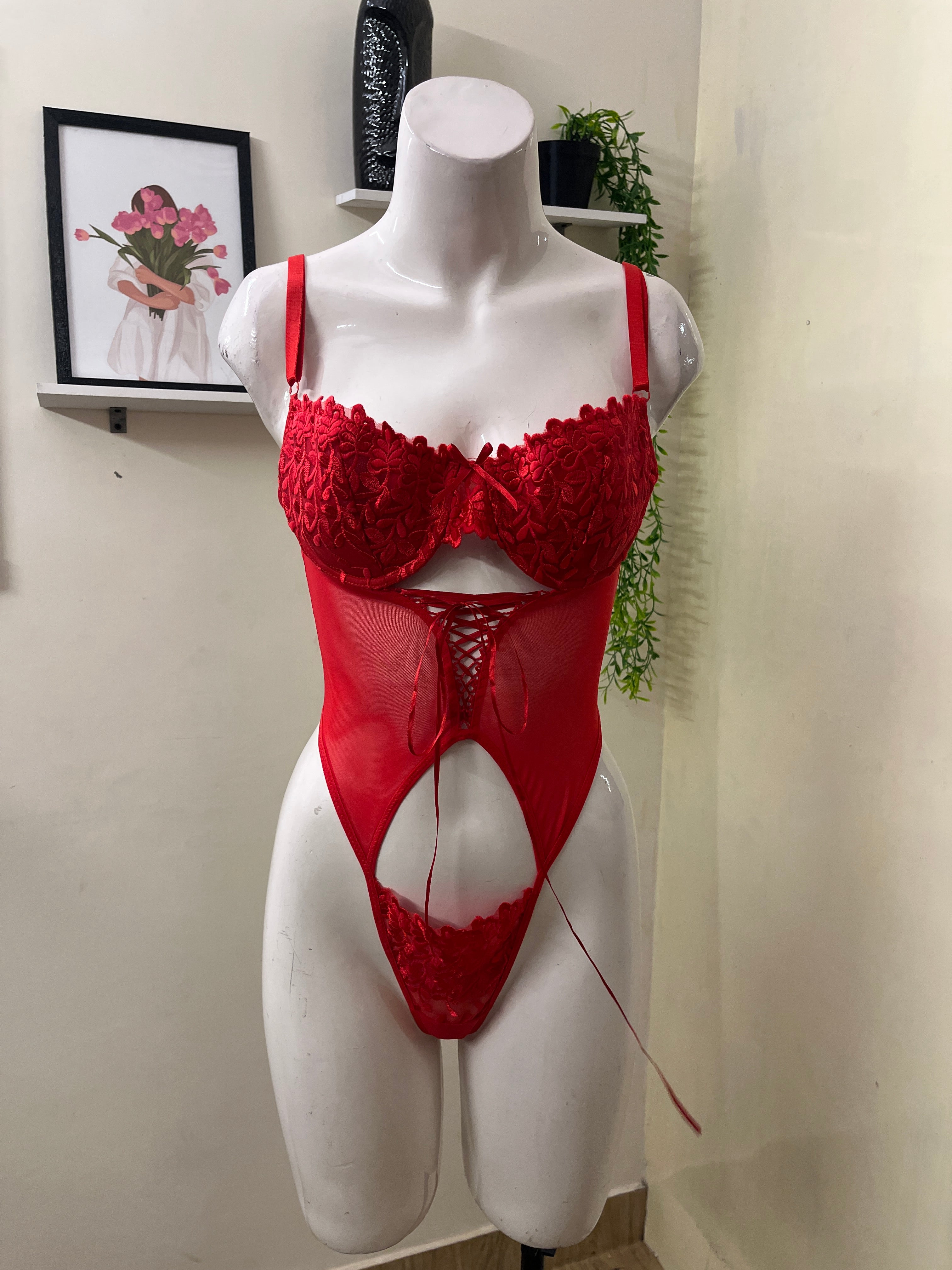 Lace and mesh bodysuit