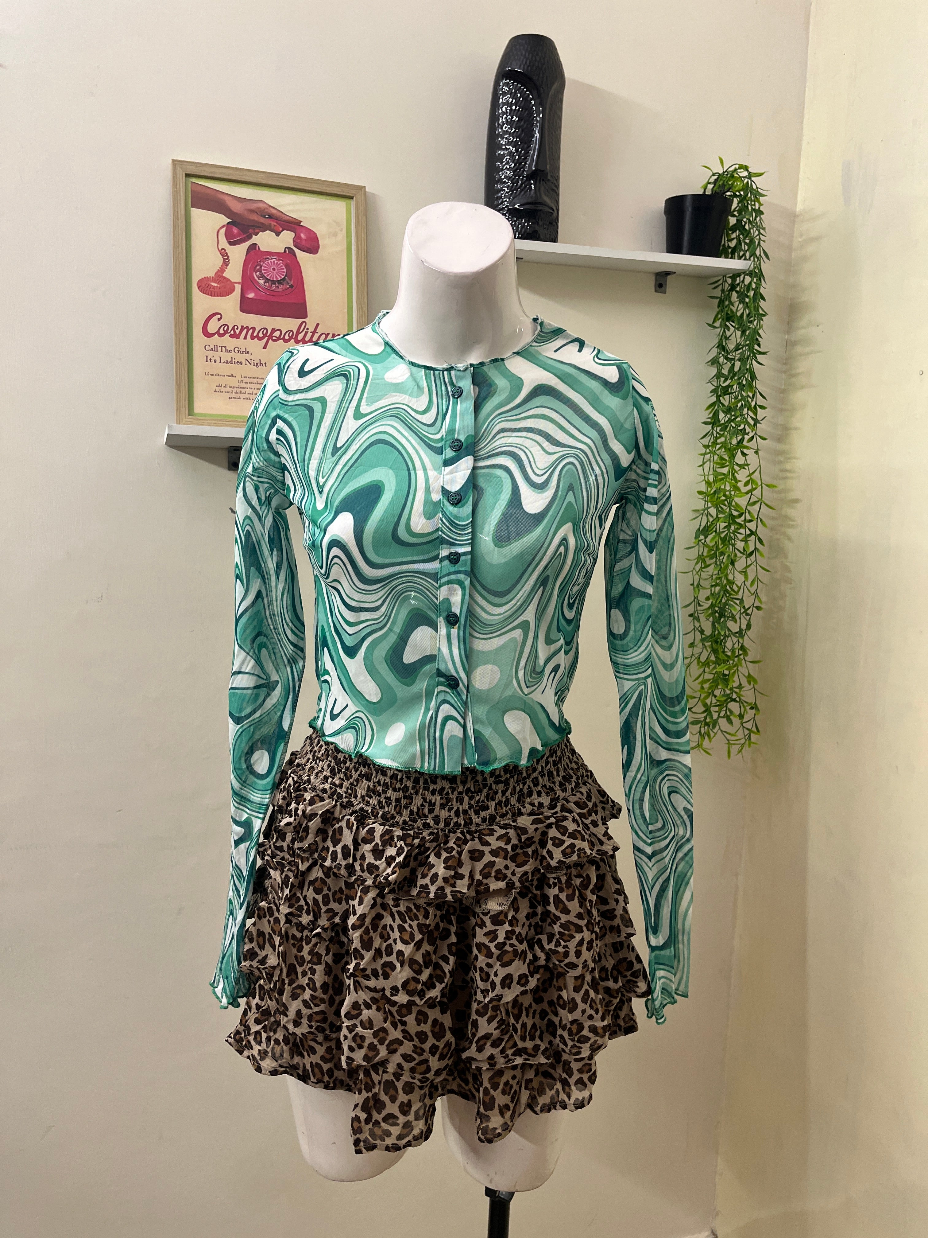 Printed mesh shirt