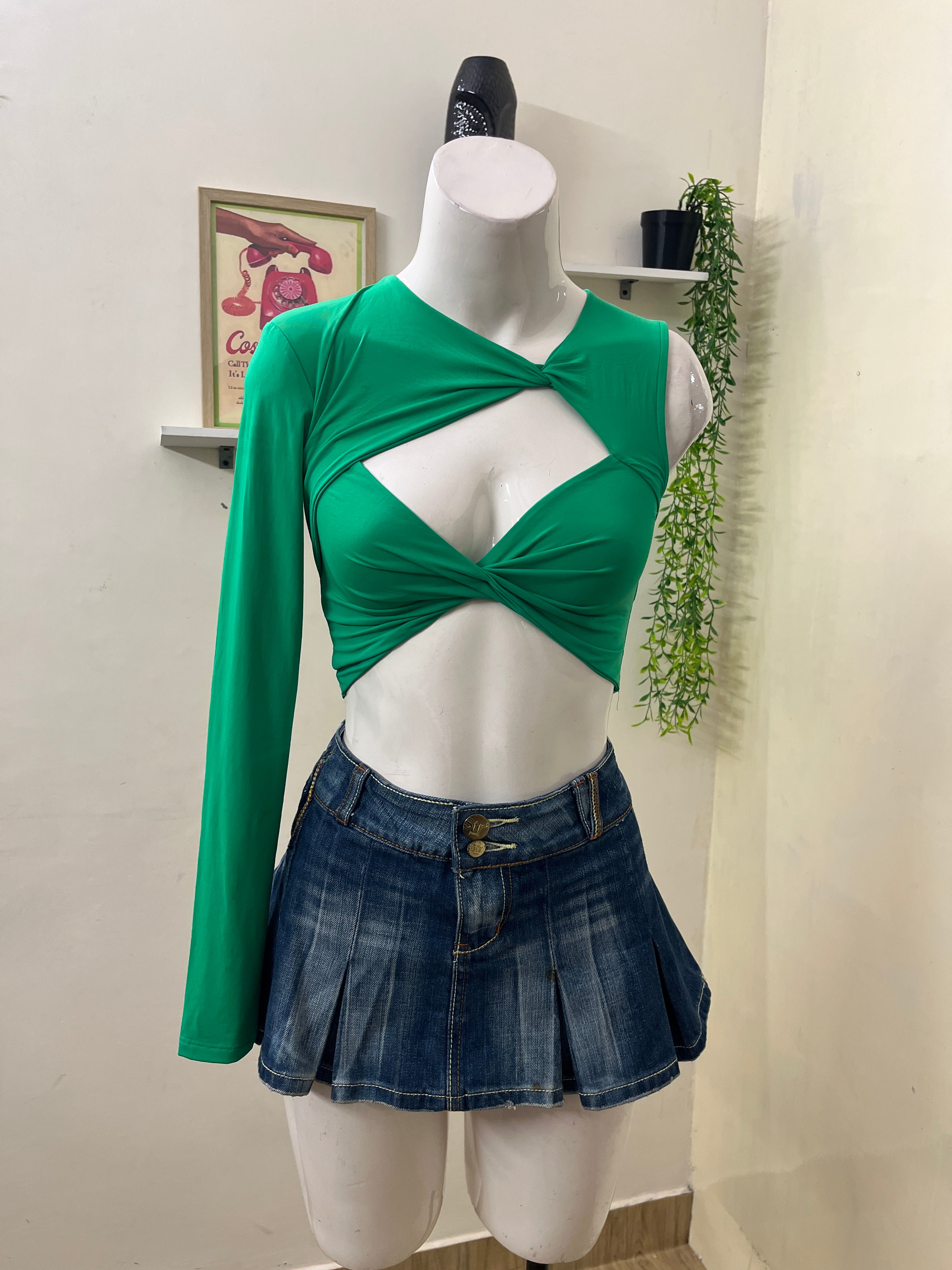 Asymmetrical cutout crop top