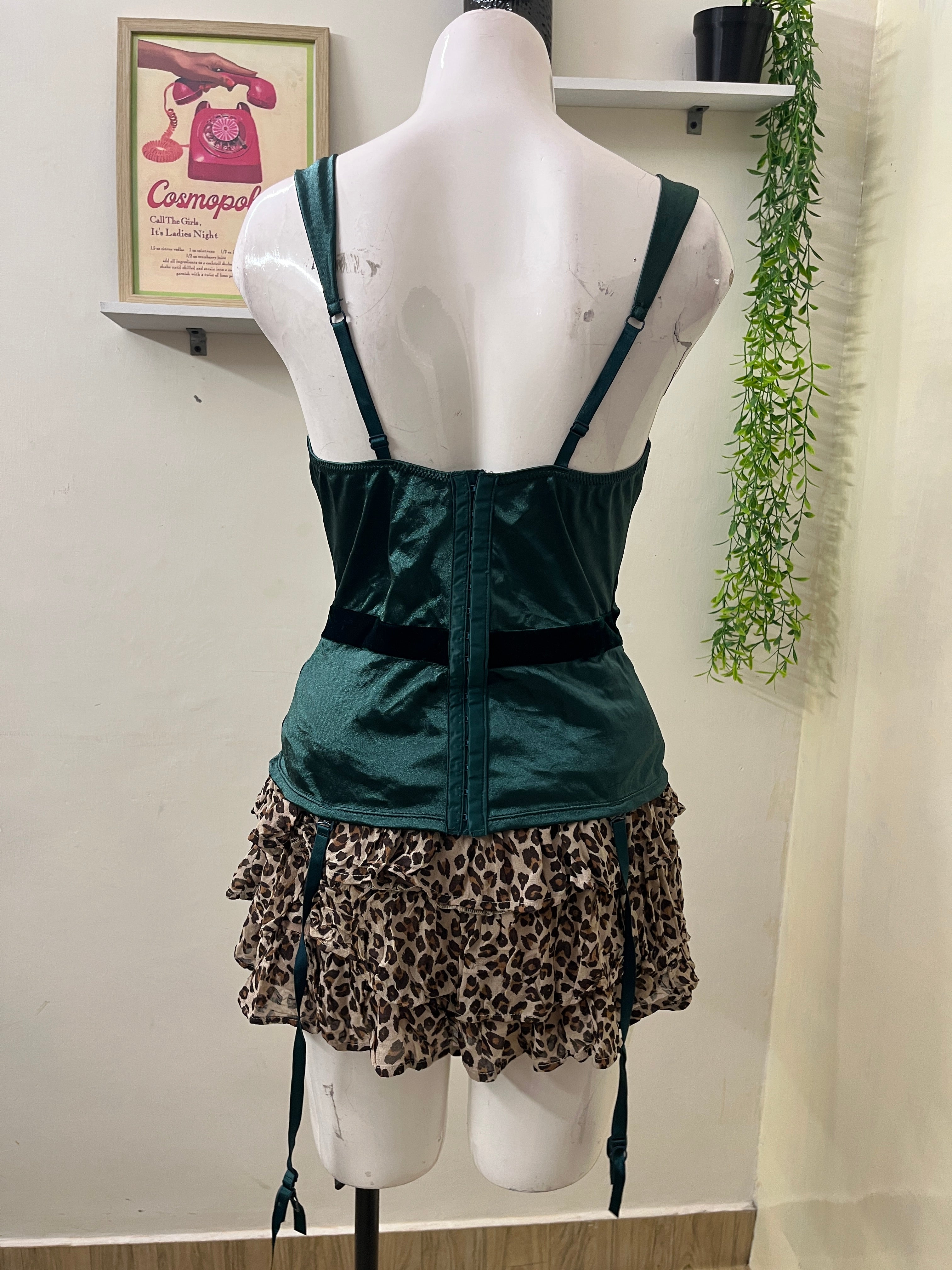 Green lace velvet