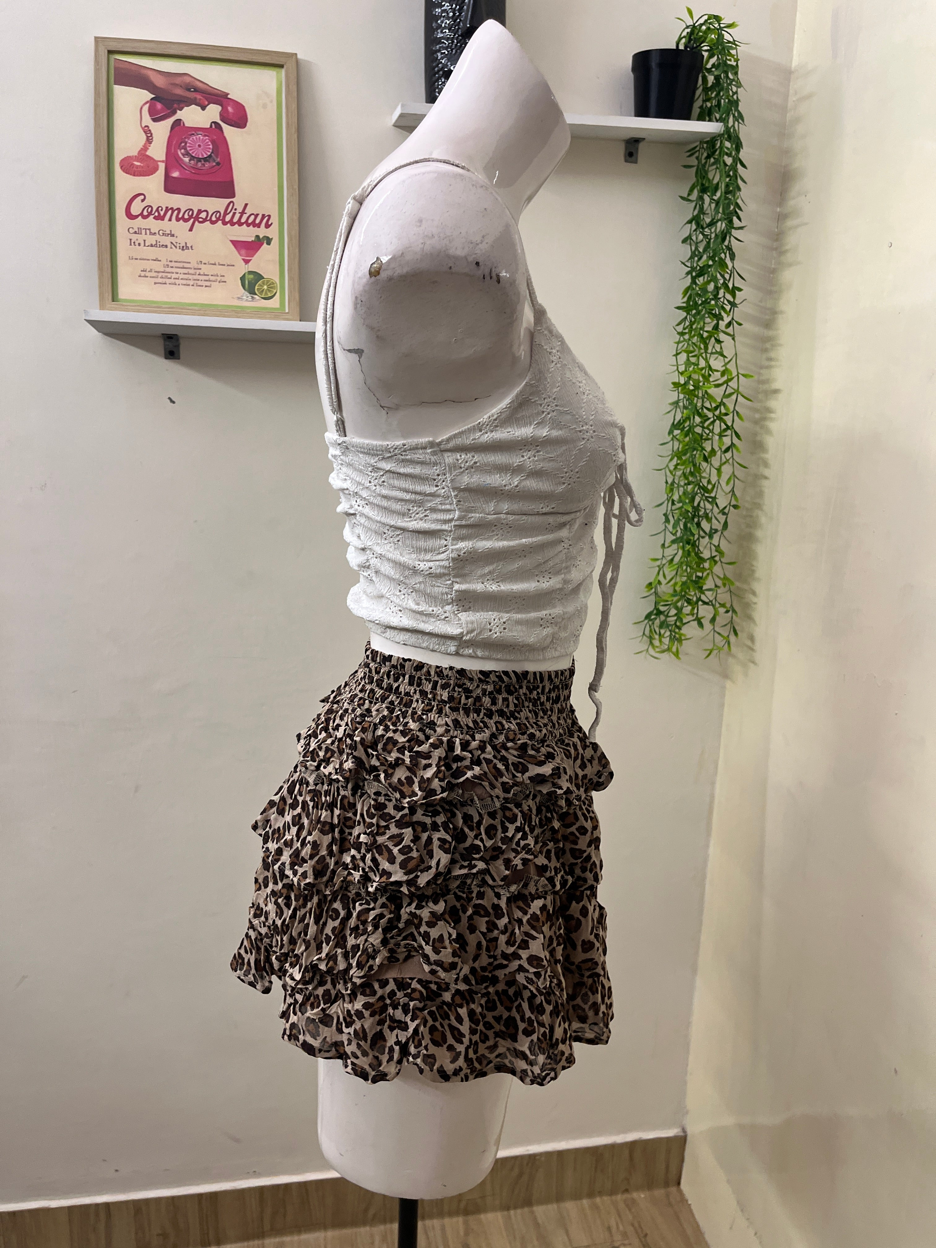 white ruched tie-front camisole