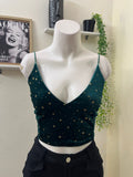 Backless velvet star top