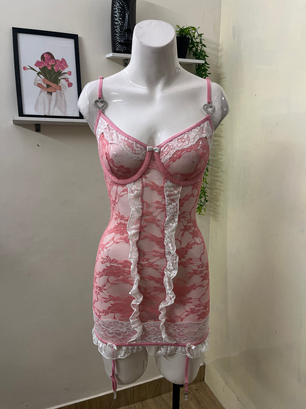 Lace and mesh one piece